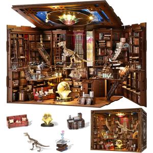 CCCDF DIY Book Nook Library Kit, Miniature Dollhouse Booknook Kit, 3D Wooden Puzzle Bookend Bookshelf with LED Light for Teens and Adults (Beyond Library Max)