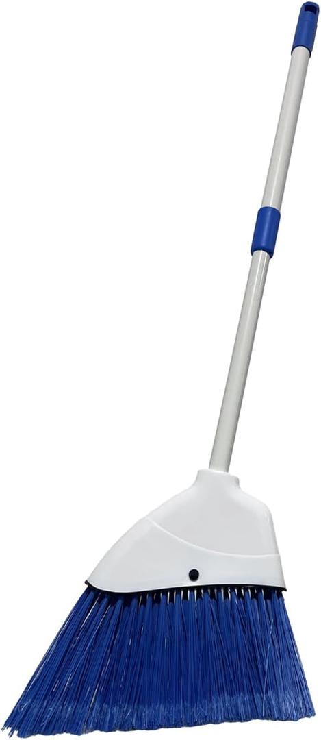 Small Broom - Indoor or Outdoor Portable Broom with Adjustable Handle, Cleaning Little Helper for Housekeeping, Office, Working Desk, and Pet Nest (White&Blue) Small Broom - Indoor or Outdoor Portable Broom with Adjustable Handle, Cleaning Little Helper for Housekeeping, Office, Working Desk, and Pet Nest (White&Blue)