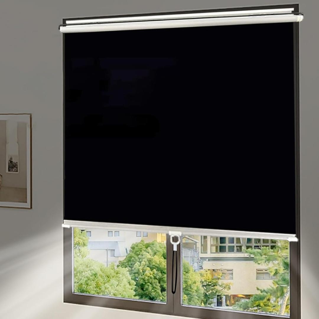 Blackout Roller Shades Waterproof & UV Protection Cordless Roller Blinds No Drilling Window Cover for Home & Office Easy Install(22.8X49.2IN)