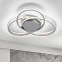 MADEM Modern Flush Mount Ceiling Light - 23.6'' Dimmable LED Chandelier for Bedroom, Living Room, Dining Room,3040LM 38W, Silver