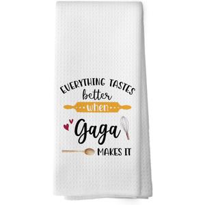 Gaga Gifts Kitchen Dish Towels, Grandma Grammy Gifts for Women Mother from Grandkids Grandchild, Thank You Gift for Grandmother Grand Hand Towels Kitchen Tea Towels Decorations, 16x24inch (Everything10)