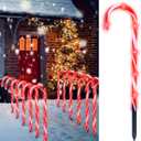 Joiedomi 12 Pcs Christmas Candy Cane Pathway Markers Lights, 17 Stakes Lights with Red, Waterproof Outdoor Decorations for Holiday Xmas Indoor,Yard, Walkway, Lawn, Garden Decor