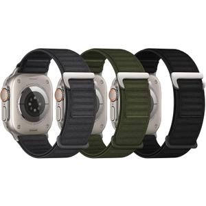 Alpine Loop Bands - Compatible with Apple Watch Ultra 2 Band 49mm 46mm 45mm 44mm 42mm 41mm 40mm 38mm Men Women, Adjustable Metal G-Hook Stretchy Elastic Nylon Sport Strap for iWatch Series SE/10/9/8/7/6/5/4/3, 2 Pack