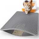 Powools Cat Litter Mat - 27" x 23" Large Litter Box Mat with Double Layers, Urine-Proof and Non-Slip Litter Trapping Mat, Easy to Clean Kitty Litter Mats for Floor, Scatter Control, Grey