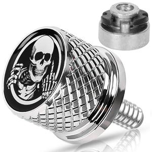 Rear Seat Bolt Screw w/Nut Stainless 1/4"-20 Thread Skull Pattern Knurled | Fits for Harley Touring Fits for Sportster Softail Dyna CVO Fits for Fatbob Electra Glide Fits for Street Glide
