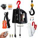 Electric Hoist Winch 3 in 1,1100lbs Electric Hoist 110 Volt 1500W Portable Electric Winch with Remote Control/Manual/Cable,Chain Hoist Overload Protection 25ft Lifting Height for Towing&Copper Motor