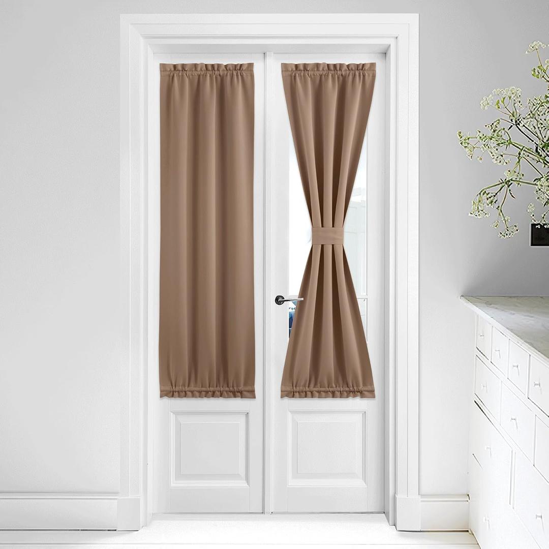 NICETOWN Sidelight Curtains for Front Door Blackout Thermal Insulated Window Drapes for Living Room, Kitchen Back Door Short Drapes for Privacy, 1 Panel,254W by 64L Inches, Cappuccino