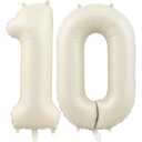 10 Balloon, Number 10 Balloons, Number Balloons 40 Inch, Sand White Large Big Foil Number Balloons for Birthday Party Graduation Wedding Anniversary Baby Shower Bachelorette Decoration Supplies