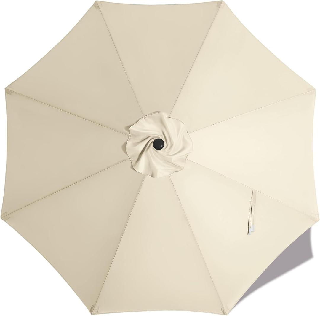 MASTERCANOPY Patio Umbrella 9 ft Replacement Canopy for 8 Ribs-Creamy White Canopy Only