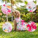 6 Pack Girl Dog Clothes Floral Summer Dog Dress Tropical Floral Princess Bowknot Pet Dresses for Small Dogs Girl Clothes Cute Outfits for Boys Girls Pets Cats Dogs