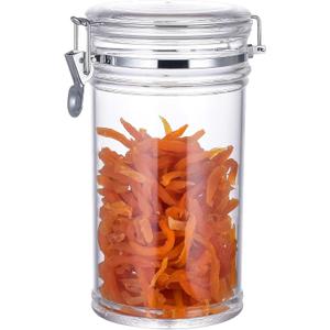 64 oz Reinforced Large Acrylic Canister with Locking Clamp, Airtight Flip Jar | Food Storage Container for Flour, Sugar, Coffee, Candy, Cookie etc
