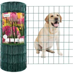 FOREHOGAR Green PVC Coated Welded Wire Fence 24 Inch x 100 Foot, 2 Inch x 3 Inch 16GA, Garden Border Fencing Roll Vinyl Coating Metal Wire Mesh for Yard Vegetable Plant Protection Poultry Netting