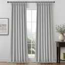 Pinch Pleated Light Grey Floor to Ceiling Curtains 102 Inch Long for Sliding Glass Door 2 Panels Set, Blackout Thick Linen Memory Shape Window Drapes with Back Tab for Dining Room 102 Inches Gray Burg