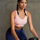 RUNNING GIRL High Impact Sports Bras for Women,Racerback Running Bra Workout Crop Tank Tops Longline Sports Bra Push up (Pink, M)