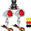 DREAMIZER 2pcs Chrome Bullet 15 LEDs Motorcycle Turn Signal Lights Front and Rear Indicator Lamps Compatible for Harley Honda Yamaha Cruiser Softail Sportster StreetBike Chopper Bobber