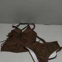 ZAFUL Women's Sexy Halter Tankini Swimsuits Drawstring Tummy Control Tankini Bathing Suits Two Piece Full Coverage Swimsuits, S