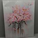 YPY Abstract Bouquet Canvas Wall Art: Pink Flower in Vase Artwork Hand Painted Oil Painting for Teen Girl Bedroom Floral Picture Poster for Living Room Decor 24" x 30"