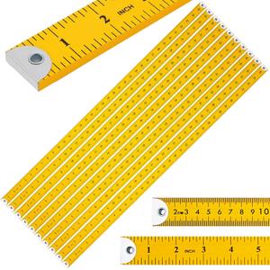 Hoteam 10 Pcs Heavy Duty Wooden Yardstick 36 Inches Natural Wood Yard Stick Ruler with Hang Hole Metal Tips 1/4-inch-thick Yardstick Ruler Metal Ends Meter Stick Clothing Measuring (Yellow)