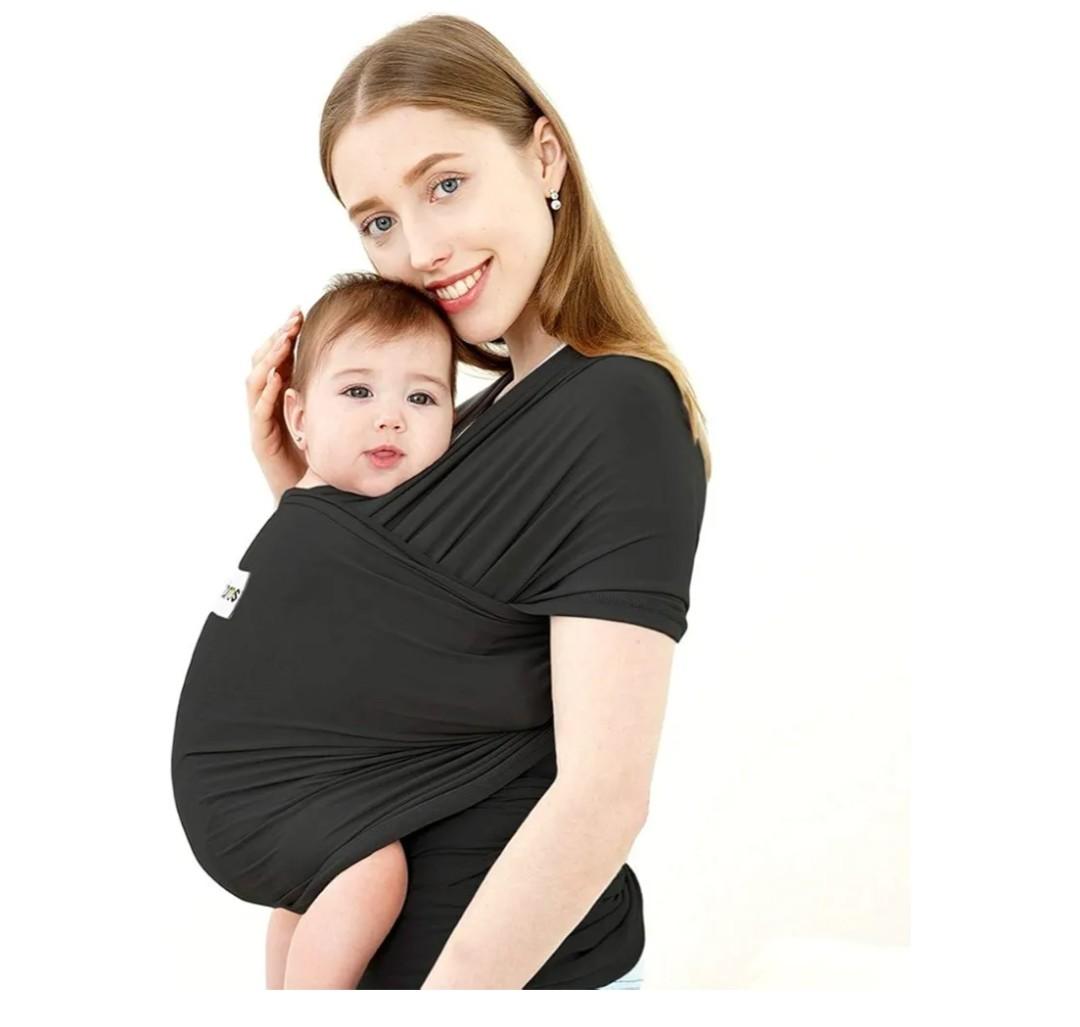 Acrabros Baby Wrap Carrier, Hands Free Baby Carrier Sling, Lightweight, Breathable, Softness, Perfect for Newborn Infants and Babies Shower Gift, Black