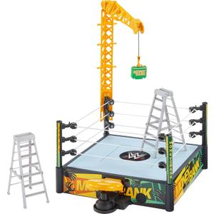 Mattel WWE Money in The Bank Cash-in Ring Playset with 2 Play Modes & 40+ Sounds & Phrases, Includes Launcher Crane, Ladders & Briefcase, 13-Inch x 20-Inch