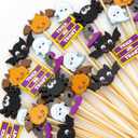 2 x WorldBazaar 120PCS Halloween Cocktail Picks 6 Styles Halloween Skewers Appetizer Food Fruit Toothpicks Charcuterie Skewers Sticks Party Supplies Decorations