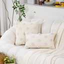 Holibeat Fluffy Dot Christmas Pillow Covers Xmas Decorative Throw Pillowcases (Beige, 20" x 12" (Pack of 2))