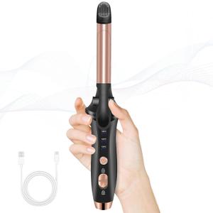 Cordless Curling Iron Rechargeable,USB Rechargeable 4000 mAh Cordless Hair Curler,3 Temp Setting Mini Travel Battery Powered Curling Iron,2 in 1 Hair Straightener and Curler