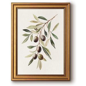 Bzstyleart Vintage Wall Art Decor for Bedroom,Watercolor Olive Branch Botanical Wall Art,Gold Framed Artwork,Vintage Botanical Prints,Room Decor Aesthetic for Kitchen,12 x 16 Inch