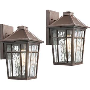Darkaway Large Outdoor Sconce Lights Wall Light Fixtures,14inch Exterior Porch Light Outdoor Sconce Anti-Rust Outside Light with Water Ripple Glass for Patio Yard Garage, 2 Pack (Bronze)