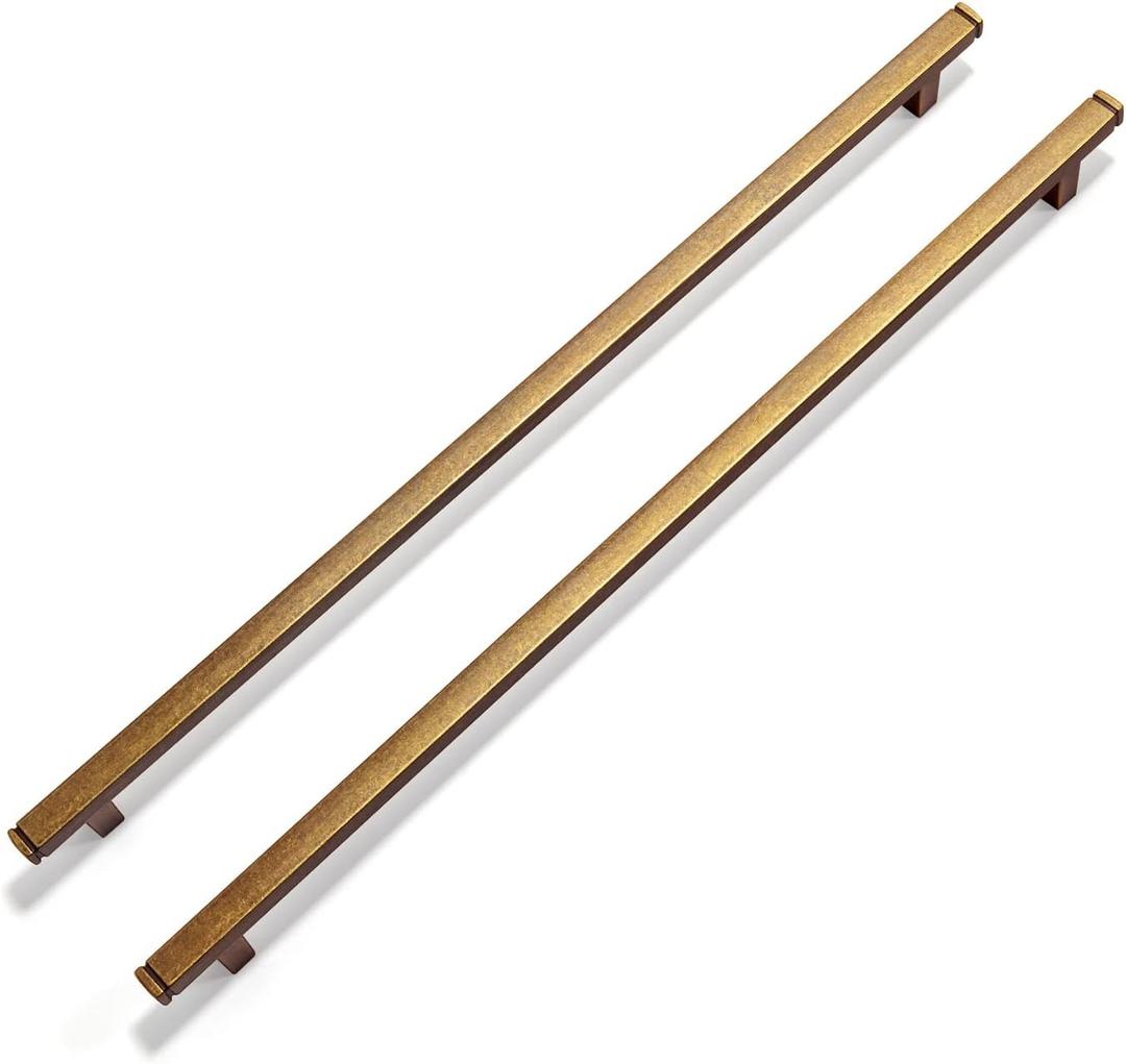 Goo-Ki 6Pack Vintage Brass Drawer Handles,10 Inch (256mm) Hole Center Antique Brass Straight Cabinet Pulls Solid Zinc Alloy Hardware for Bar Kitchen
