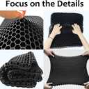 Gel Seat Cushion, Large Gel Cushion Breathable Honeycomb Chair Pads Gel Cushion with Non-Slip Cover for Home Office Chair Car Seat Wheelchair Absorbs Body Pressure Points, As Seen on TV (Black)
