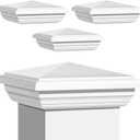 Sasylvia 4 Pcs 4 x 4 Inch Vinyl Fence Post Caps (Actual 4x4), White PVC England Style Cap Top Pyramid Square Waterproof UV Resistant Decorative Vinyl Fence Post Caps