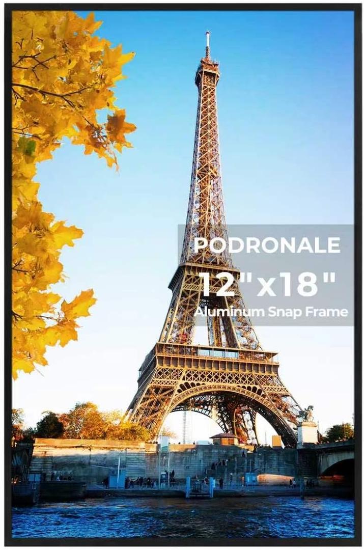 12x18 Poster Frames, 1Pcs, Plexiglass,Black Aluminum Snap Frame