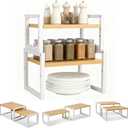 Cabinet Organizer Shelf Adjustable Shelf Organizer for Kitchen Organization Kitchen Countertop Organizer with 3 Height Options 2 pack Stackable Spice Rack Pantry Storage
