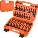 39Pcs Magnetic Nut Driver Set for Impact Drill, Metric & SAE Magnetic Impact Drill Driver Bit, 1/4" Hex Shank, Fully Magnetic Hex Nut Driver Drill Bit Master Kit, Black