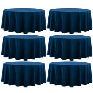 Aocoz Round Tablecloth 120 Inch Tablecloth 2 Pack Navy Blue Table Cloths Washable Decorative Linen Polyester TableClothes Cover for Dining Table Banquets Buffet Parties and Wedding