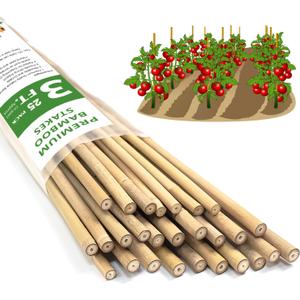 Plant Stakes,25Pcs Bamboo Stakes,3 FT Natural Bamboo Plant Support Stakes,Bamboo Stakes for Indoor and Outdoor Plants Tomatoes Beans Flowers Potted Plants Climbing Support