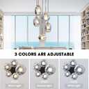 Staircase Modern Glass Globe Pendant Light,5 Light Globe Cluster Chandelier with Frosted Smoke Gray Glass Shades,Black Chandelier High Ceiling Lights Fixtures for Dining Room,Entryway