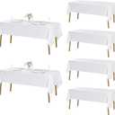 Fokitut 6 Pack Rectangle Tablecloth, 60x120 Inch, Stain Resistant and Wrinkle Polyester Table Cloth, Fabric Table Cover for Kitchen Dining, Wedding, Party, Holiday Dinner-White