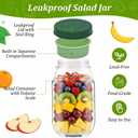 2026 New Salad Jar with Side Opening Leakproof Mason Jar Salad Container with Side Opening Dishwasher Safe Salad Container for Lunch On the Go Salad Jar for On-the-Go Meals (Green version, 2PC)
