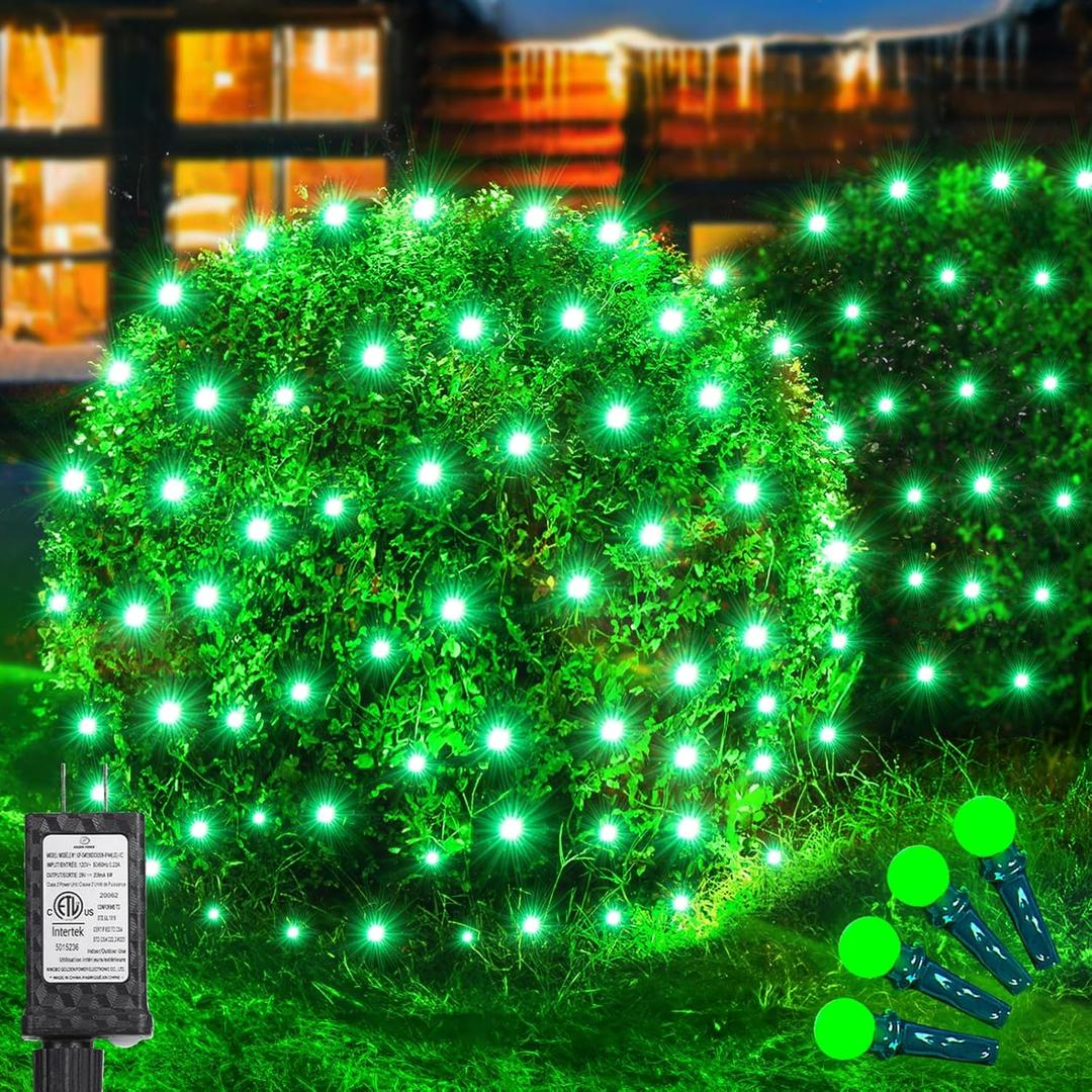 Led Net Lights Christmas Lights Outdoor Green Christmas Net Lighting with 121Led Mini Globe Light 5ftx5ft, Outdoor Indoor Fairy Mesh Net Lighting for Christmas Trees, Bushes, Shrubs Decorations
