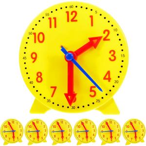 Henoyso 6 Pcs Teaching Clock Kit for Kids to Tell Time Mini Teaching Clock Bulk for Student Early Basic Math Skills Development Teacher and Classroom Supplies