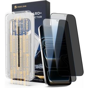 MAGIC JOHN 3rd Gen Upgraded for iPhone 17 Pro Privacy Screen Protector 6.3 Inch,25Anti-Spy Screen,Shockproof Tempered Glass,Auto Dust-Removal,Bubble Free,Easy Installation,Daily Drop Protection,2 Pack