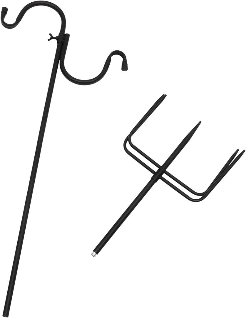 GANAZONO Outdoor Garden Shepherd Hook Iron Multi-Function Lantern Hook Bird Feeder Hanger
