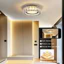 Crystal Dimmable Flush Mount Ceiling Light, Black Modern LED Close to Ceiling Light Fixture with 5CCT 2700K-6000K, Round Kitchen Lighting for Bedroom, Laundry Room, Hallway, Bathroom (11in 24W)