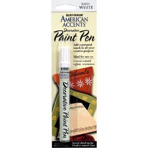 Rust-Oleum, White, 215153 American Accents Satin Decorative Paint Pen, 1/3-Ounce, 0.33 Fl Oz (Pack of 1) (Packaging May Vary) Rust-Oleum, White, 215153 American Accents Satin Decorative Paint Pen, 1/3-Ounce, 0.33 Fl Oz (Pack of 1) (Packaging May Vary)