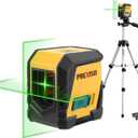 PREXISO Laser Level with Tripod, 65Ft Self Leveling Cross Line Laser Level, Green Line leveler Tool for Hanging Pictures, Home Renovation with LED Indicator & 2 AA Batteries (31-1/2 inch Tripod)