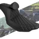 One-piece Two-Up Seat Driver Passenger Seat With Backrest Fit for Harley Touring 2024-Up Street Glide CVO 2023 Road Glide CVO 2023 (Black Stitching)