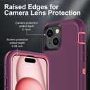 YKHJKLEC for iPhone 15 Case, Military Grade 3 in 1 Heavy Duty Shockproof/Drop Proof/Dust Proof Case with 2Pcs Tempered Glass Screen Protector (Purple/Pink)