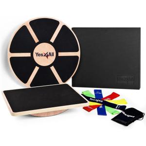 Yes4All Versatile Wooden Wobble Balance Board, Balance Trainer for Mobility Training, Standing Desk, Core Training, Exercise Balance Stability Trainer